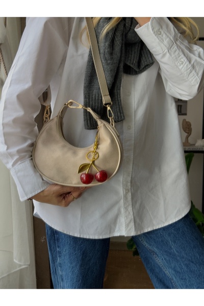 mèche atelier since 2024 Valeria Kiraz Charm Жіноча замшева сумка через плече з подарунком Крем