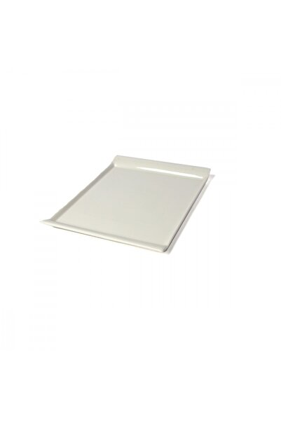 SQUALO Squalo - Flat Rectangular Serving Dish (Porcelain) in an Elegant and Modern Style, White - 2.5x30.5x22 cm