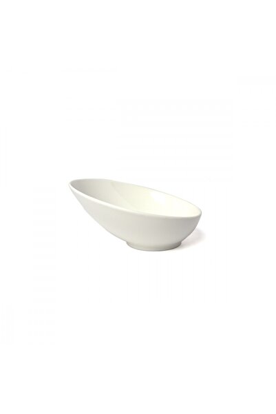 SQUALO Squalo - Elegant Round Serving Dish (Porcelain) with Sloped Edges, White - 8.5x18x18 cm