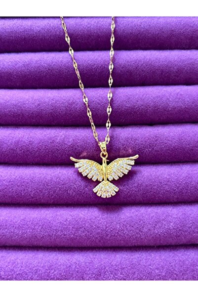 ACQUA BELLA 925 Ayar Gold Anka Kuşu Kolye – Zarif Tasarım, Gold Zincirli, Öze...