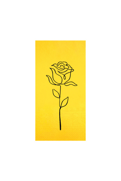 Story مناديل ورقية سوداء منقوشة بالورود مقاس 33×33 سم، 20 قطعة، طي 1/8، لون أصفر