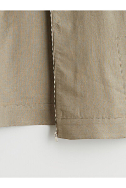 LC Waikiki Ανδρικό παλτό από 100% λινό με πράσινο γιακά πουκάμισου τυπικού κορμού