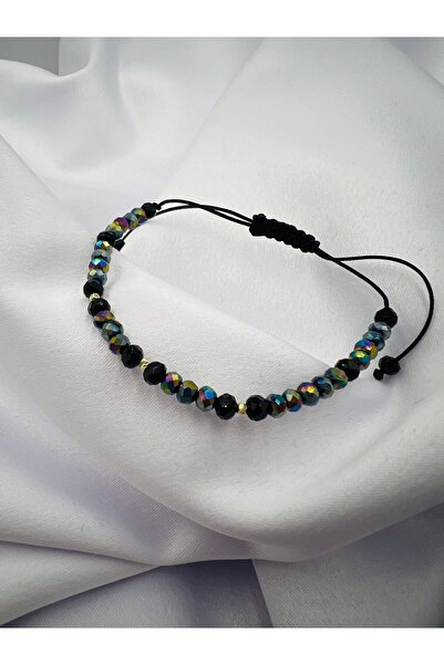 OEM Brățară cu 3 bilute din aur 14K și cristale colorate - Reglabila