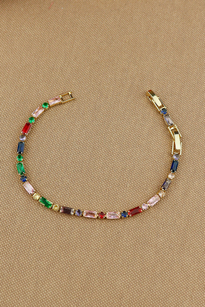 Keyifli Hayaller 4mm Renkli Taşlı Su Yolu Çelik Bileklik 20cm (Renk Sıraları ...