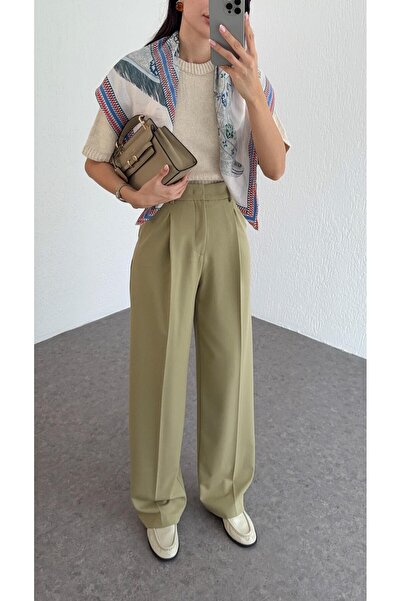 HAZELANNA Green Palazzo Trousers