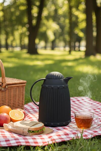 HSDemirci 1 Lt Thermal Insulated Tea and Cold Water Thermos Black (Keeps Hot for 12 Hours & the Interior Is Glass)
