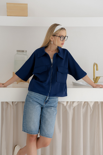 Noa Noa Жіноча куртка зі скуба-тканини на блискавці – структурована та повсякденна модель