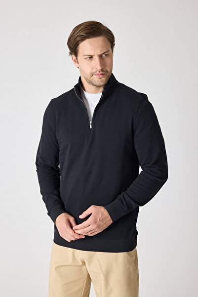 ENQUE Ανδρικό μπλουζάκι με μακρυμάνικο γιακά Comfort Basic