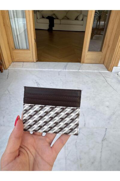 Tina İstanbul Monogram Printed Card Holder Bitter Brown