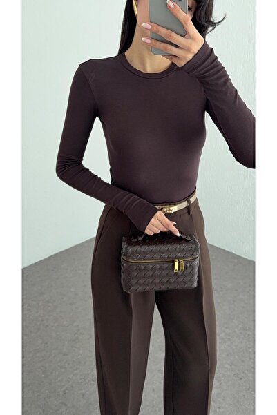 HAZELANNA Soft Touch Basic keserűbarna blúz