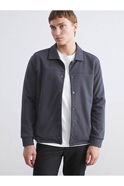 LC Waikiki Anthracite Comfortable Fit Long Sleeve Men's Shirt Jacket