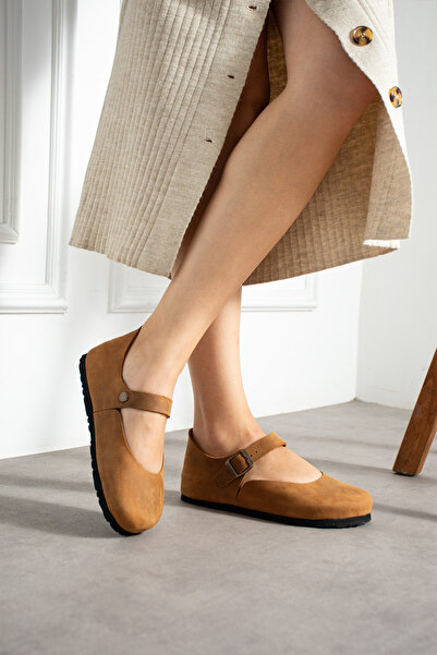 Uniqueqoop Ottawa Genuine Leather Cork Sole Orthopedic Women's Ballet Flats