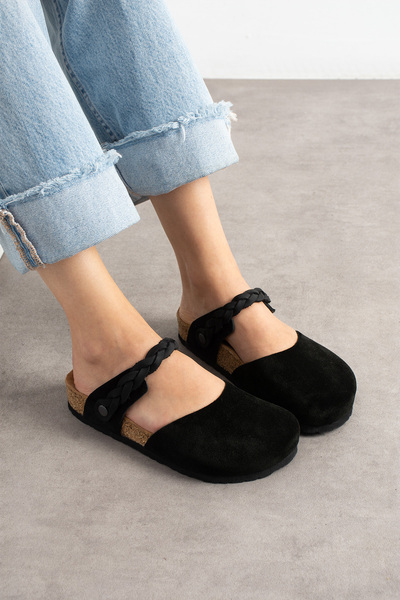 Uniqueqoop Lugano-S Genuine Leather Cork Sole Orthopedic Slippers