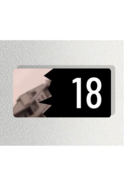 zafrakreklam Horizontal 10X20 cm Composite -Laser Bronze Plexiglass Building - Room -Apartment Hotel Office Door (Number 18)
