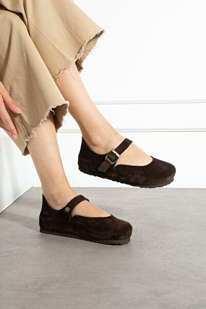 Uniqueqoop Ottawa Genuine Leather Cork Sole Orthopedic Women's Ballet Flats