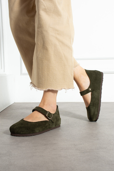 Uniqueqoop Ottawa Genuine Leather Cork Sole Orthopedic Women's Ballet Flats