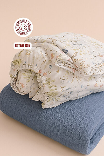 sutra 100% Cotton Elastic Fitted Sheet King Size Knitted Pique Set
