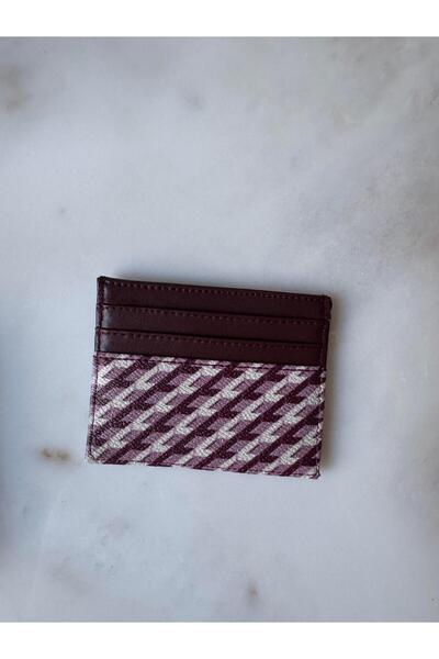 Tina İstanbul Monogram Printed Card Holder Claret Red