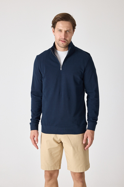 ENQUE Ανδρικό μπλουζάκι με μακρυμάνικο γιακά Comfort Basic