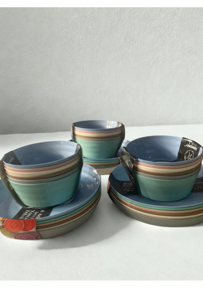 Online Kapında Luxury Harmony Time 6-Piece Colorful Plate & 6-Piece Clover Bowl Set – Melamine