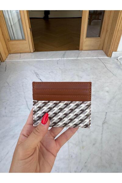 Tina İstanbul Monogram Printed Card Holder Tan
