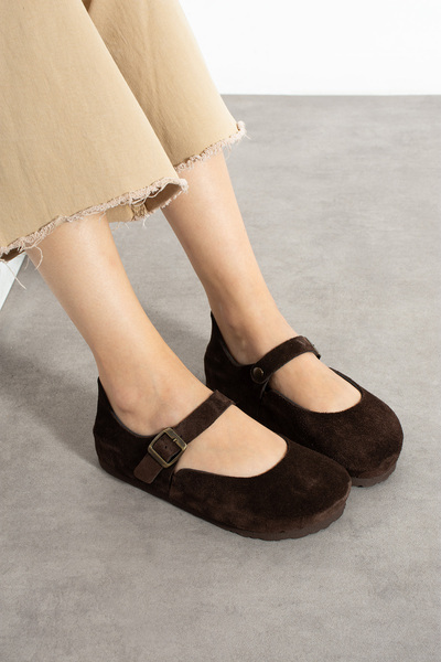Uniqueqoop Ottawa Genuine Leather Cork Sole Orthopedic Women's Ballet Flats