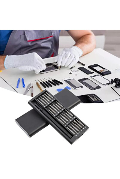 TİNEKE 24 Parça Çelik Profesyonel Mini Portatif Tornavida Seti Saklama Kutulu Telefon Saat Tamir Kiti