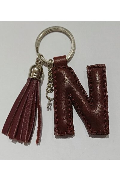 Durush Collection سلسلة مفاتيح من الجلد الطبيعي على شكل حرف 'إن'