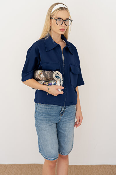 Noa Noa Жіноча куртка зі скуба-тканини на блискавці – структурована та повсякденна модель