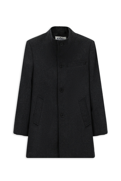 Kiğılı Regular Fit Stand Collar Plain Classic Coat