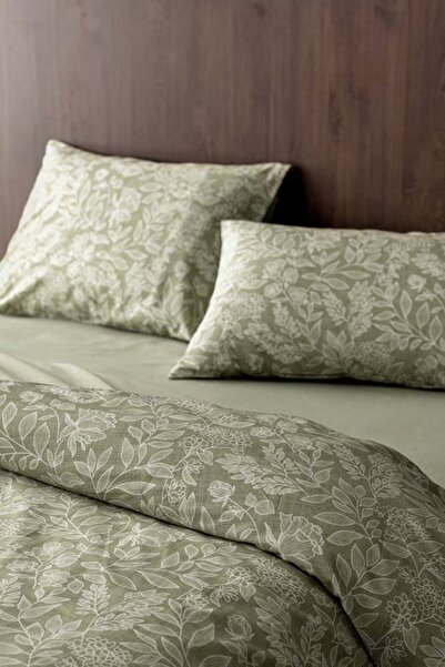 Madame Coco Delisle Single Cotton Printed Piece Duvet Cover Set - Khaki
