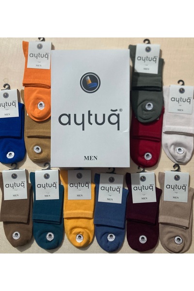 Aytuğ Çok RENKLİ Dikişsiz Çotton Erkek Çorap 12 Lİ Paket