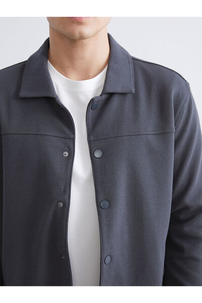 LC Waikiki Anthracite Comfortable Fit Long Sleeve Men's Shirt Jacket