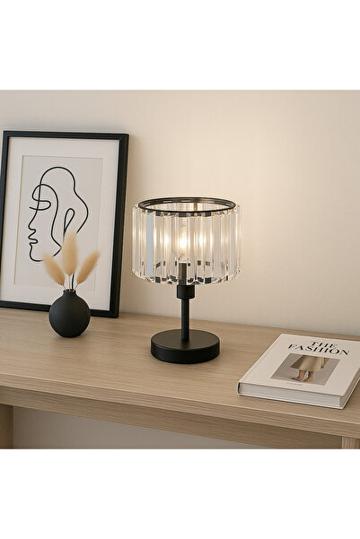 Fico Home Modern Jebel Abajur K9 Kristal Taşlı Abajur Masa Lambası Fişli Aç K...