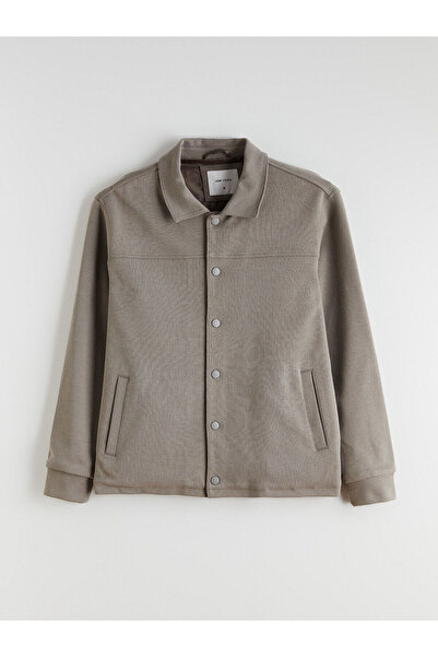 LC Waikiki Πράσινο άνετο ανδρικό πουκάμισο με μακρυμάνικο παλτό