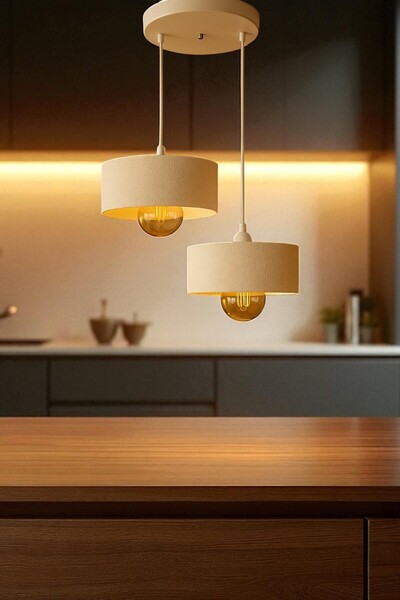 DNRYSL İkili Oval Beton Sarkıt Avize – Modern Beton Kaplama, E27 Duylu, Rusti...