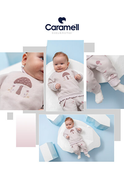 Caramell Baby Girl Set 3 Threaded Ribbed Winter Set 1-12 Months