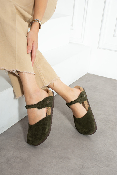 Uniqueqoop Lugano-S Genuine Leather Cork Sole Orthopedic Slippers
