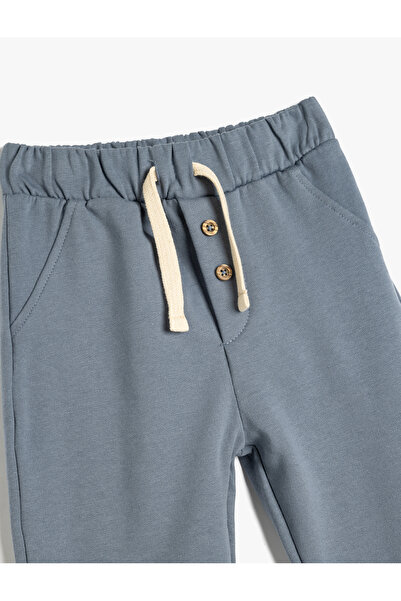 Koton Button Detailed Tie-Waist Ribbed Jogger Cotton Sweatpants