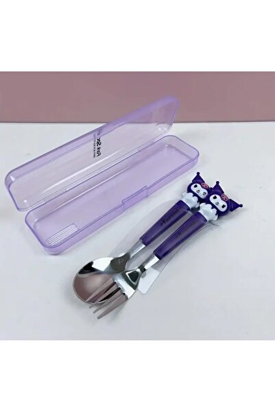 SANRIO KUROMI PASLANMAZ ÇELİK 2 LI ÇATAL KAŞIK SETİ