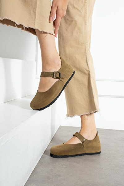 Uniqueqoop Ottawa Hakiki Deri Mantar Taban Ortopedik Kadın Babet