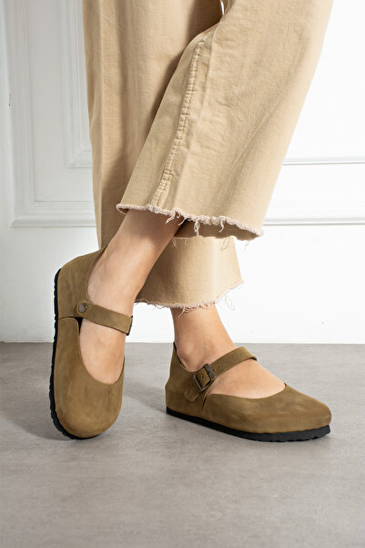 Uniqueqoop Ottawa Hakiki Deri Mantar Taban Ortopedik Kadın Babet