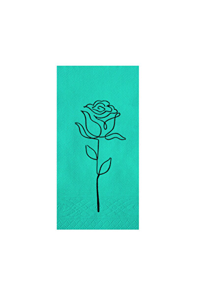 Story مناديل ورقية سوداء منقوشة بالورود مقاس 33×33 سم، 16 قطعة، طي 1/8، لون ف...