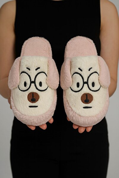STOCON Dog Embroidered Cute House Slippers Women's House Slippers Dowry Slippers Stc1166