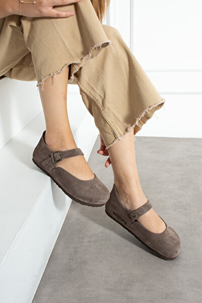 Uniqueqoop Ottawa Genuine Leather Cork Sole Orthopedic Women's Ballet Flats
