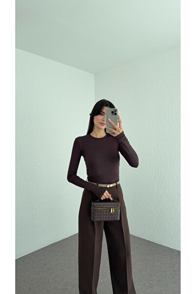 HAZELANNA Soft Touch Basic keserűbarna blúz