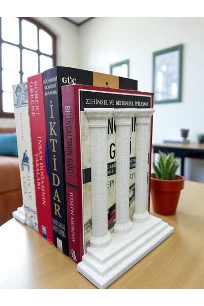 TODEKORA Roma Sütunu Kitap Tutucu – Dekoratif Kitaplık Aksesuarı 2’li Set-Hed...