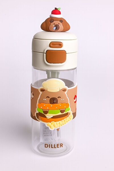 Vagonlife Capybara Figured Water Bottle with Straw 600ml