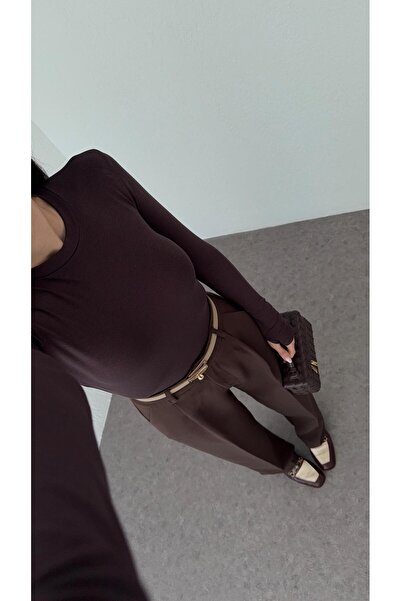 HAZELANNA Soft Touch Basic keserűbarna blúz