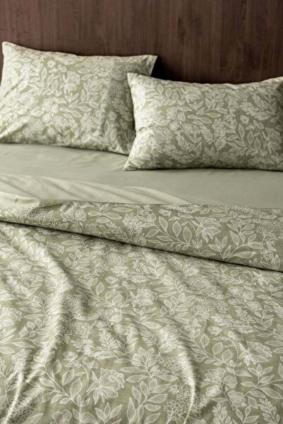 Madame Coco Delisle Single Cotton Printed Piece Duvet Cover Set - Khaki